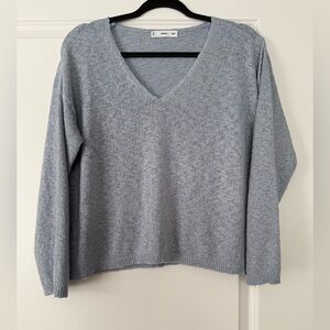 Mango Light Gray V-Neck Women's Sweater